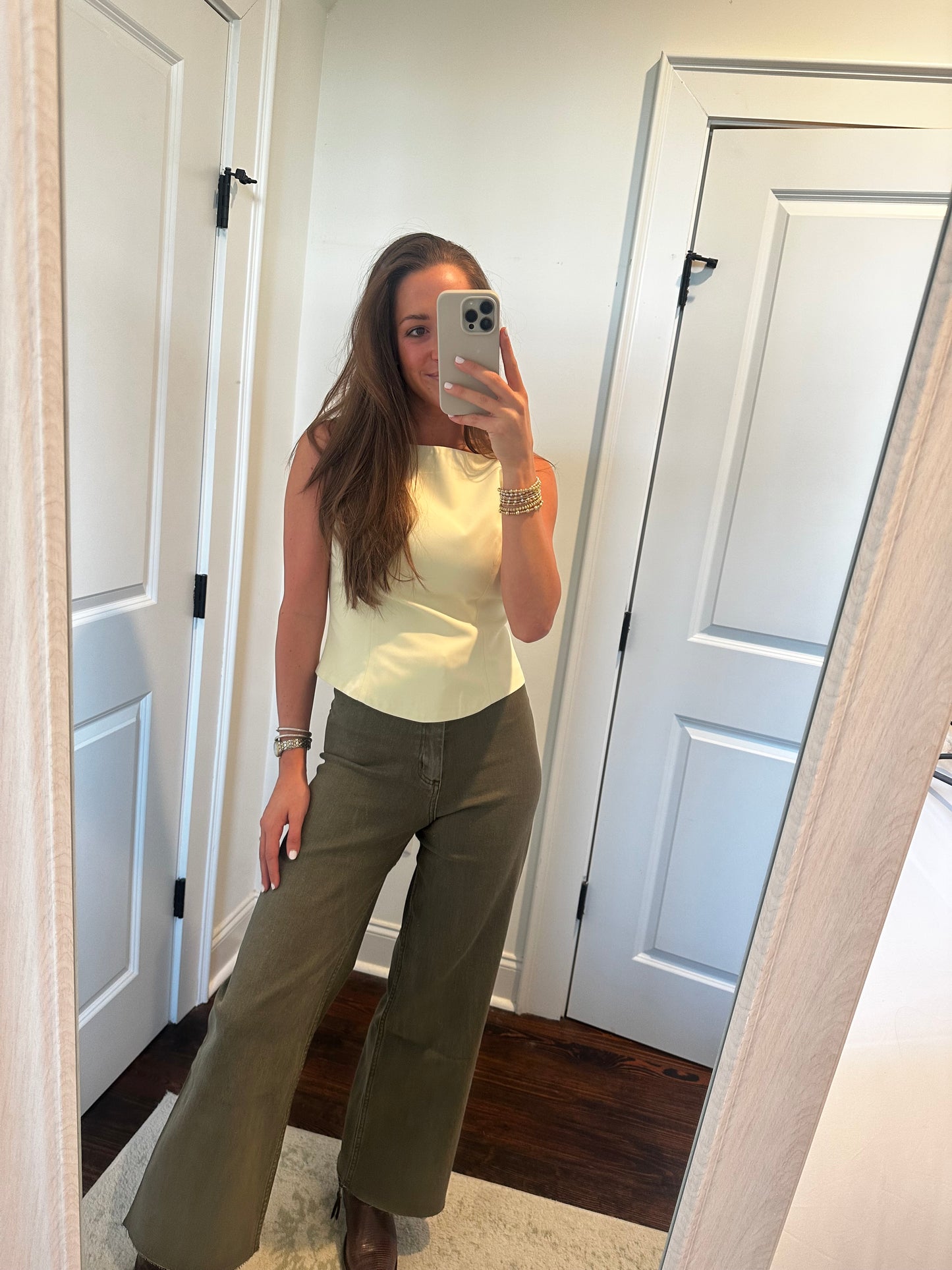 Straight Leg Denim - Olive