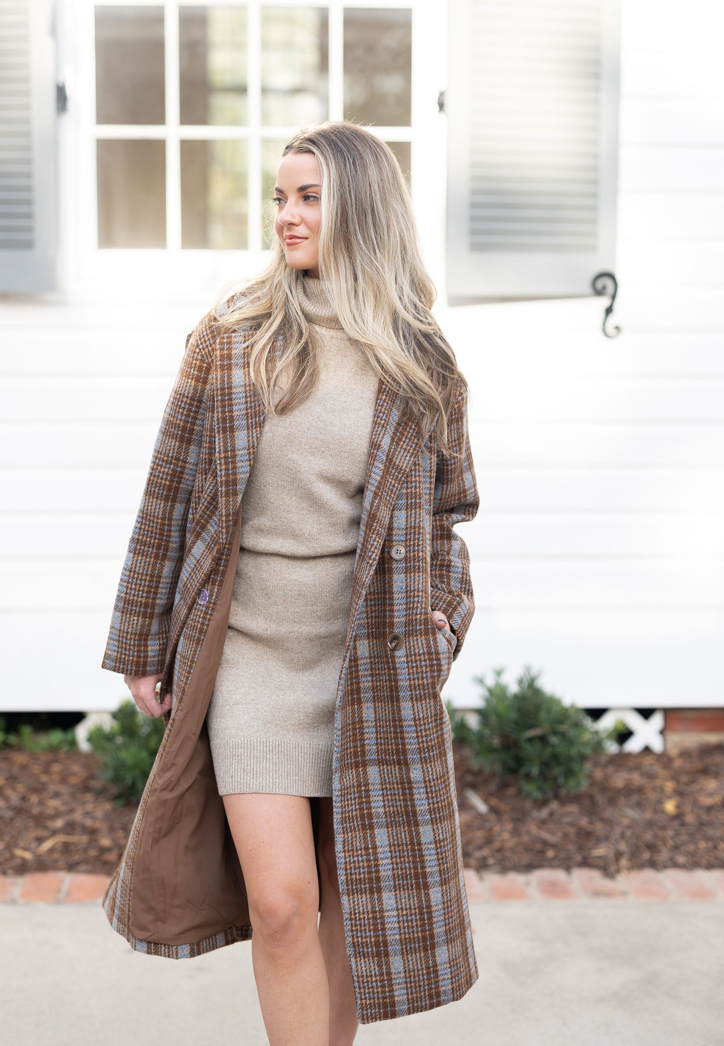 Double Breasted Coat - Brown