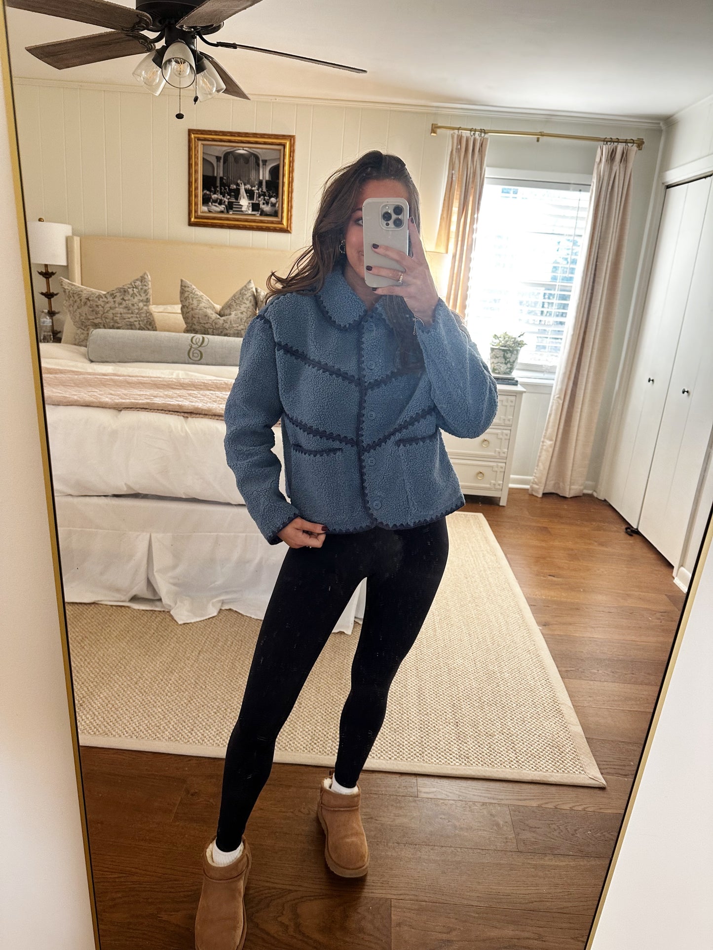 Sherpa Jacket With Blanket Stitch