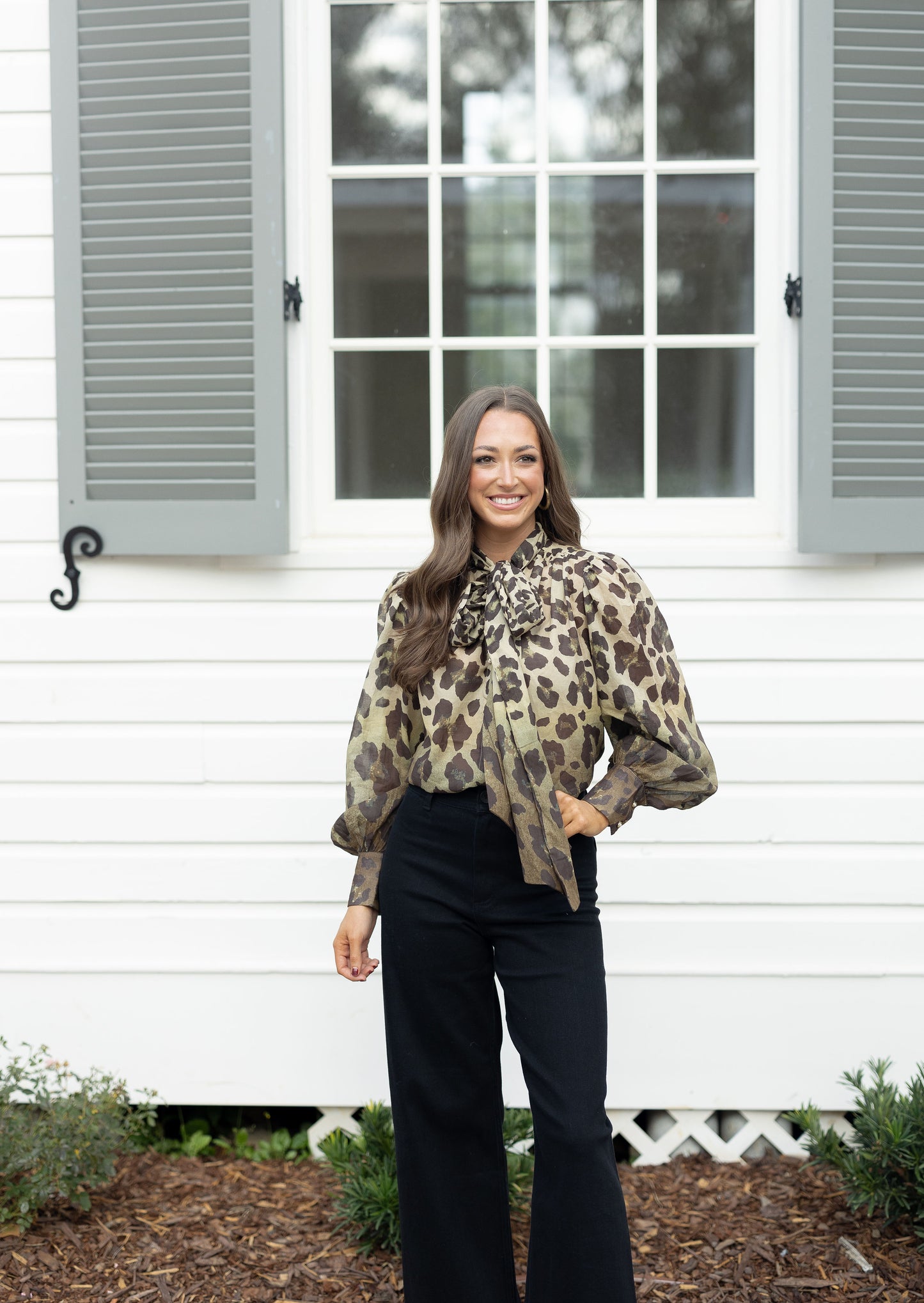 Leopard Bow Tie Button Down