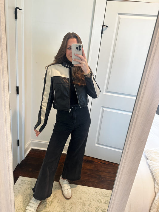 Color Block Cropped Jacket