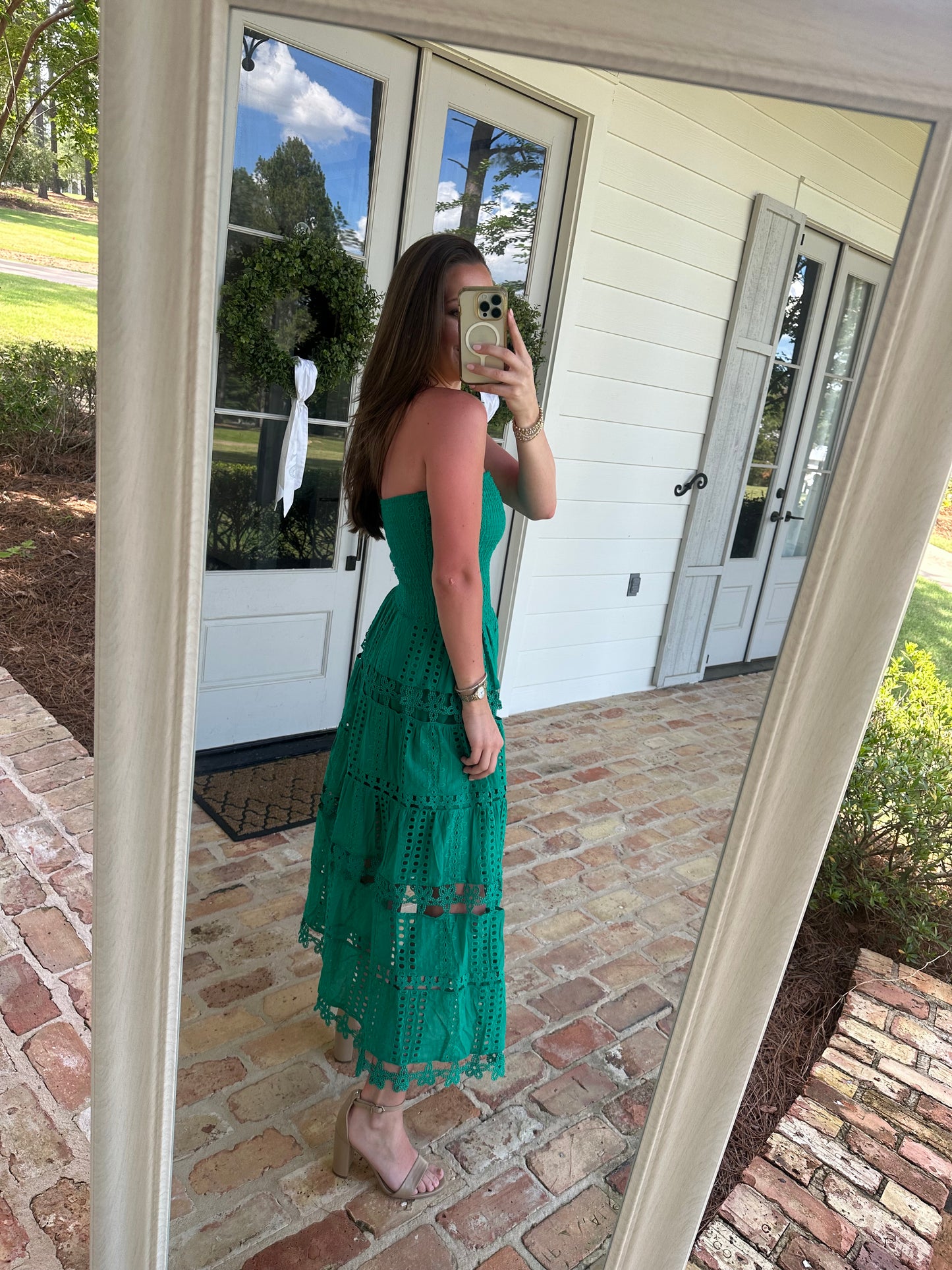 Eyelet Maxi Dress - Kelly Green