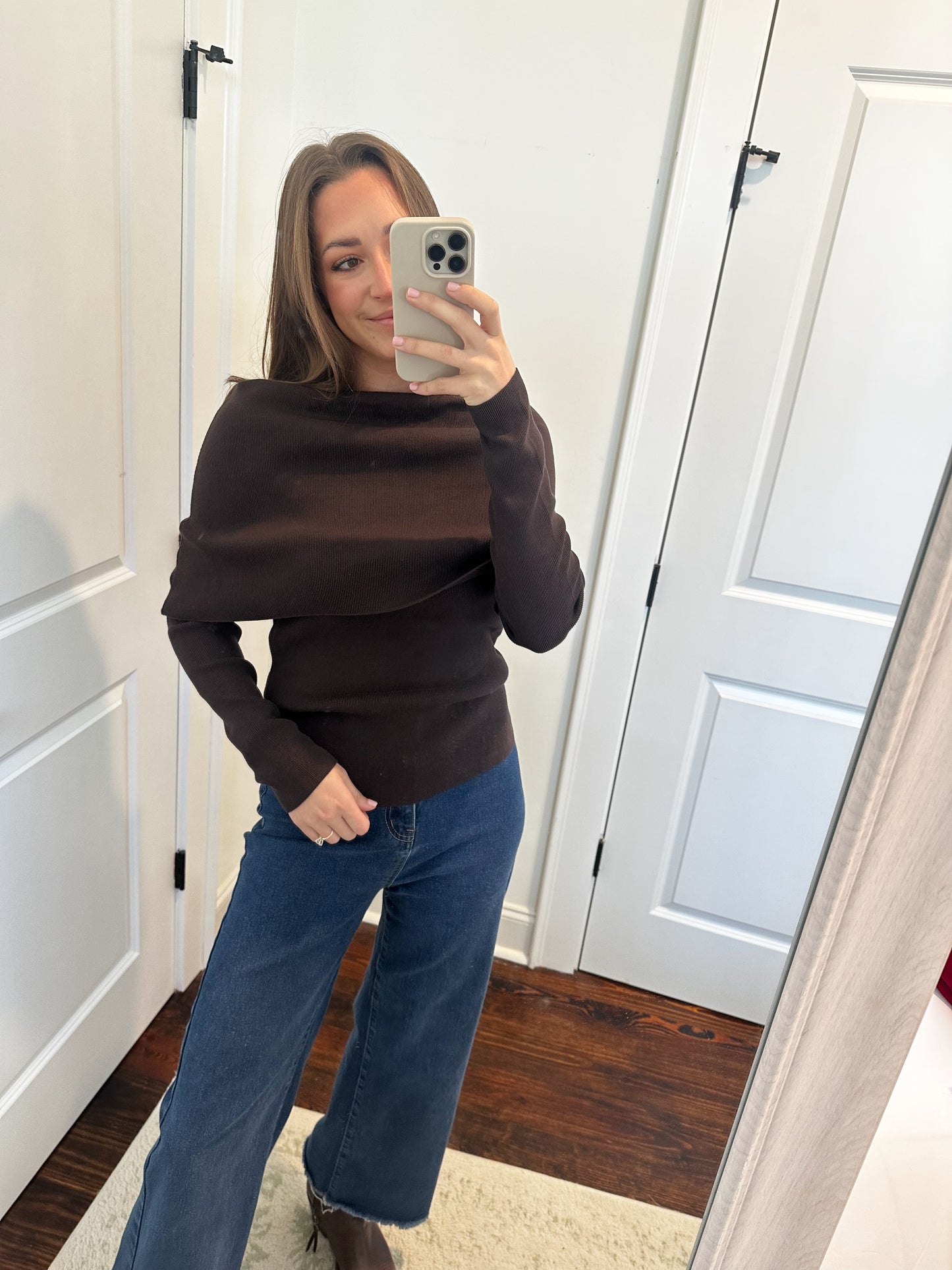 Off The Shoulder Long Sleeve - Brown