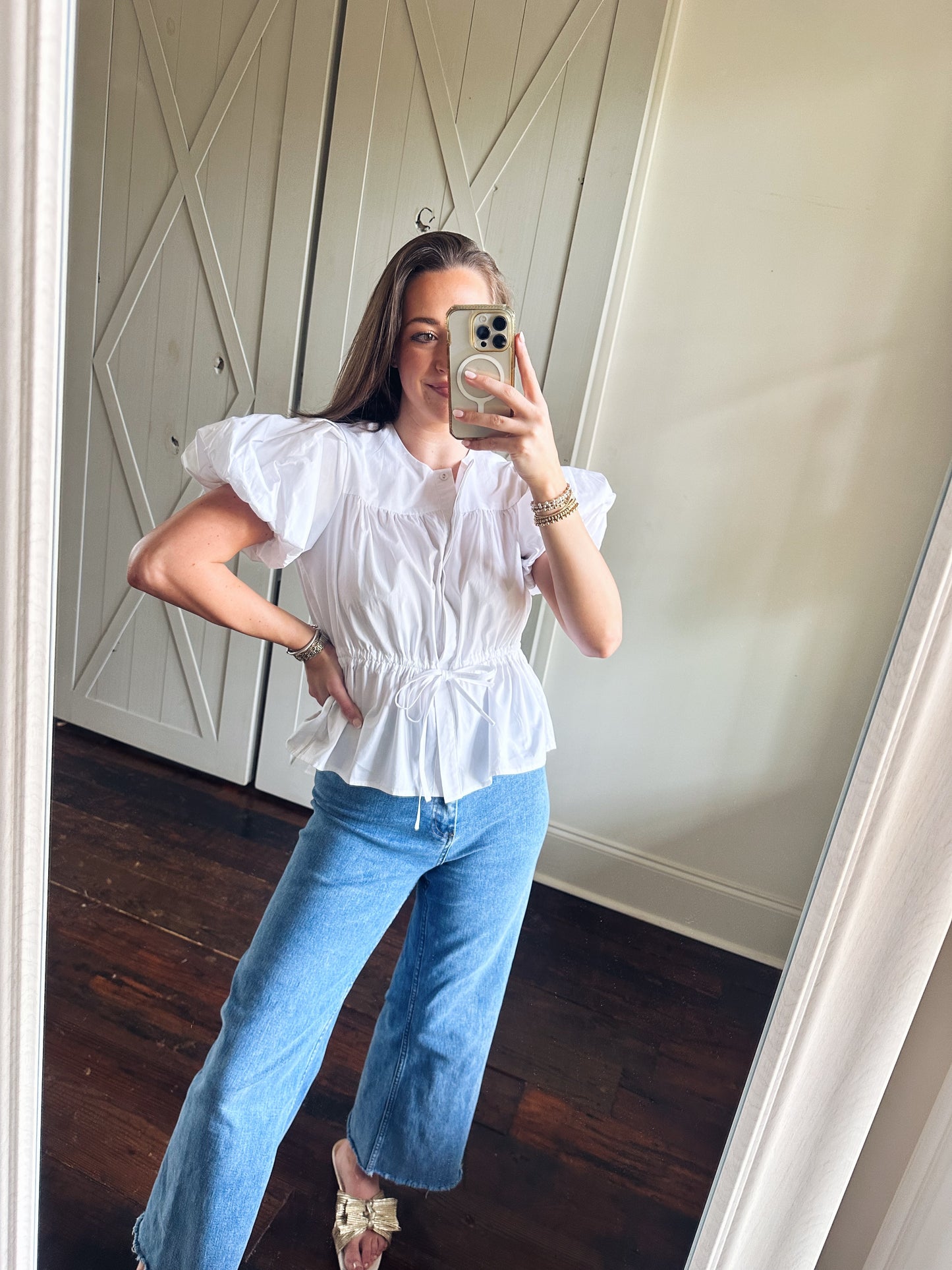 Waist Cinch Blouse - White