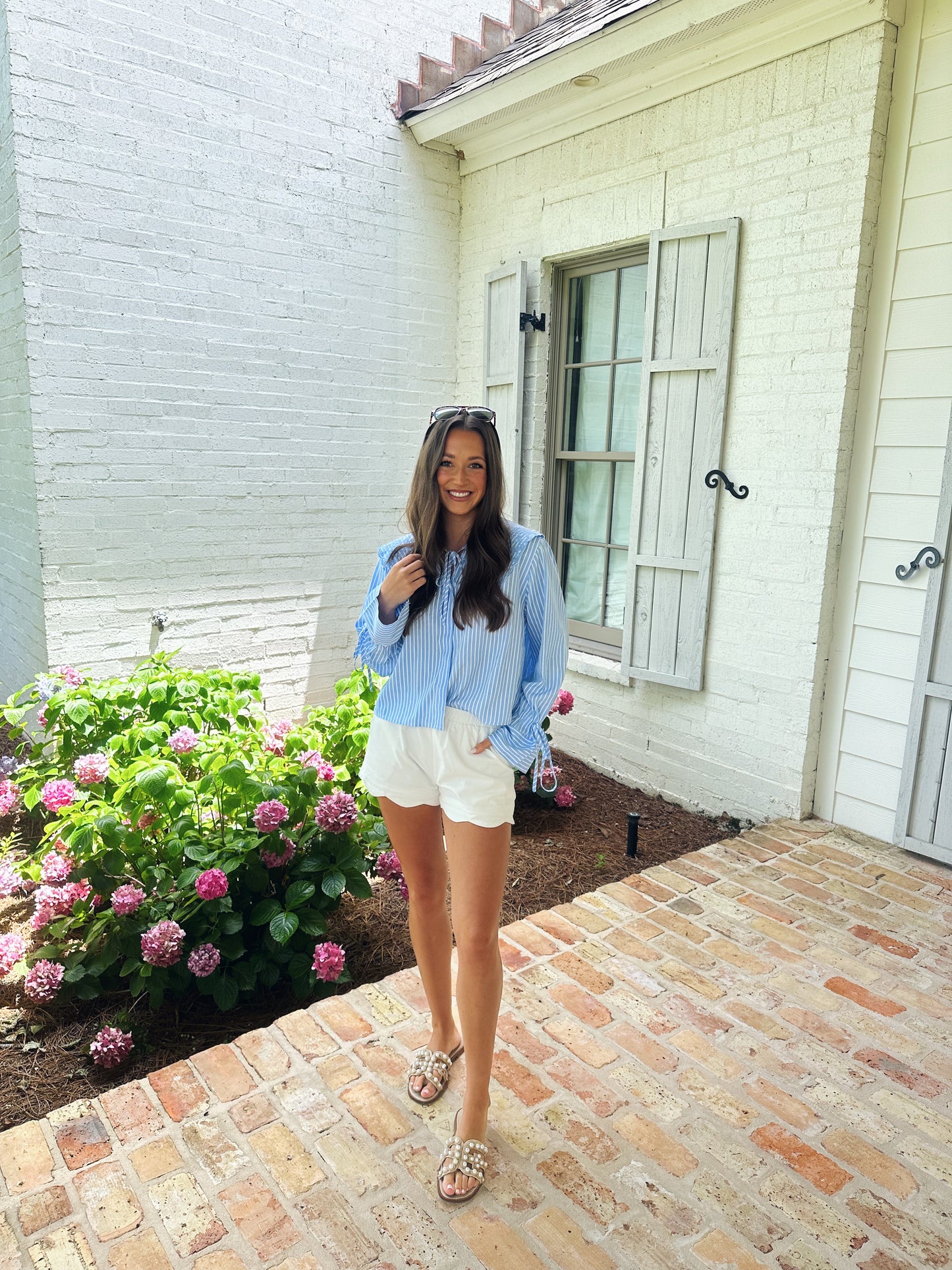 Striped Collared Button Down Blouse