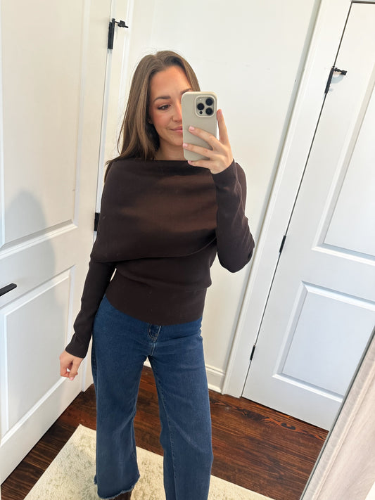 Off The Shoulder Long Sleeve - Brown