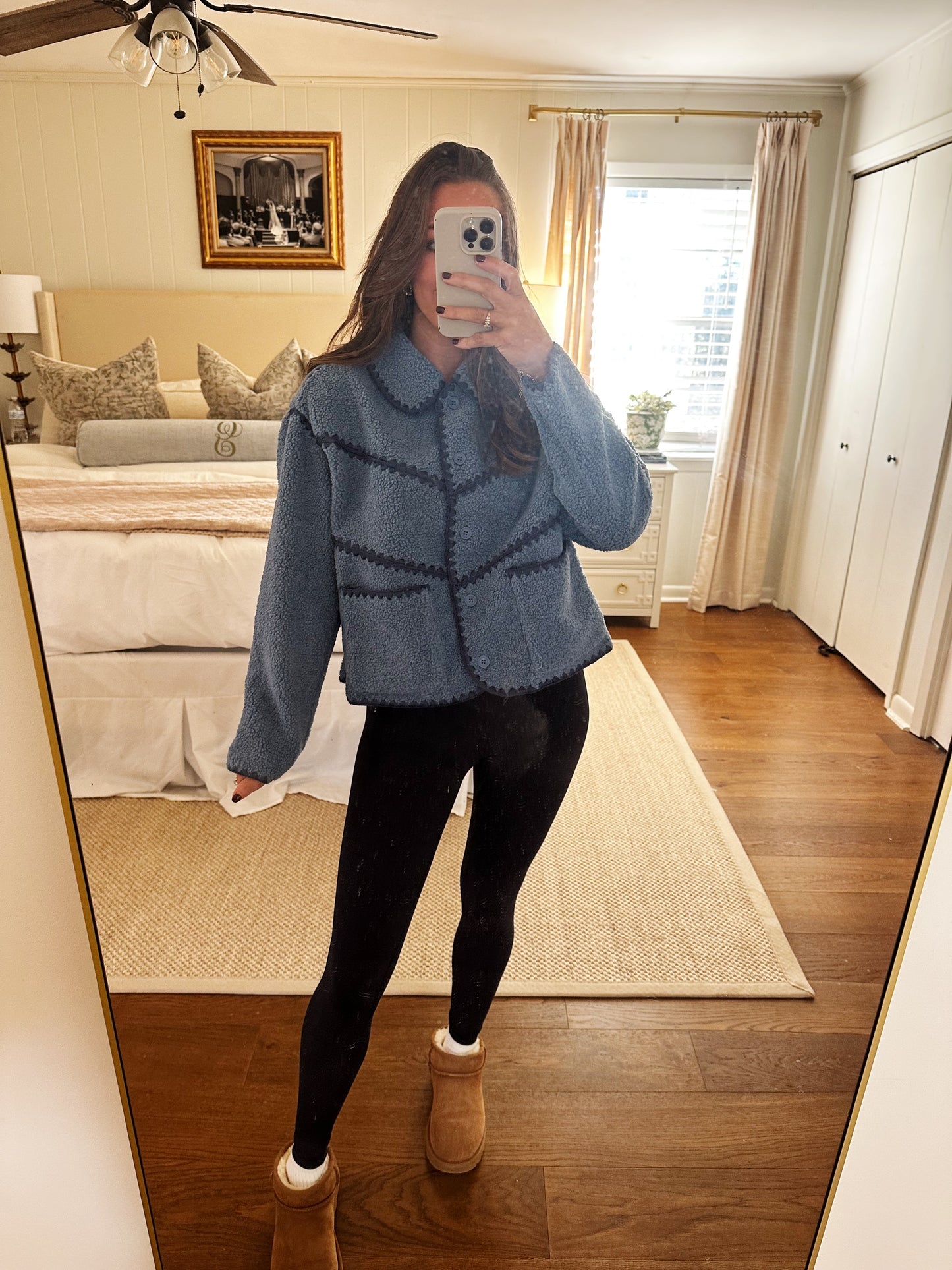 Sherpa Jacket With Blanket Stitch