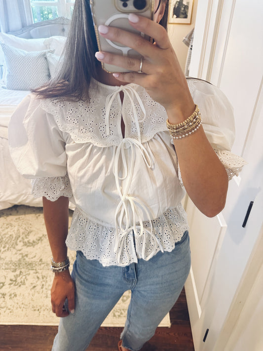 Sofie Embroidered Blouse - White