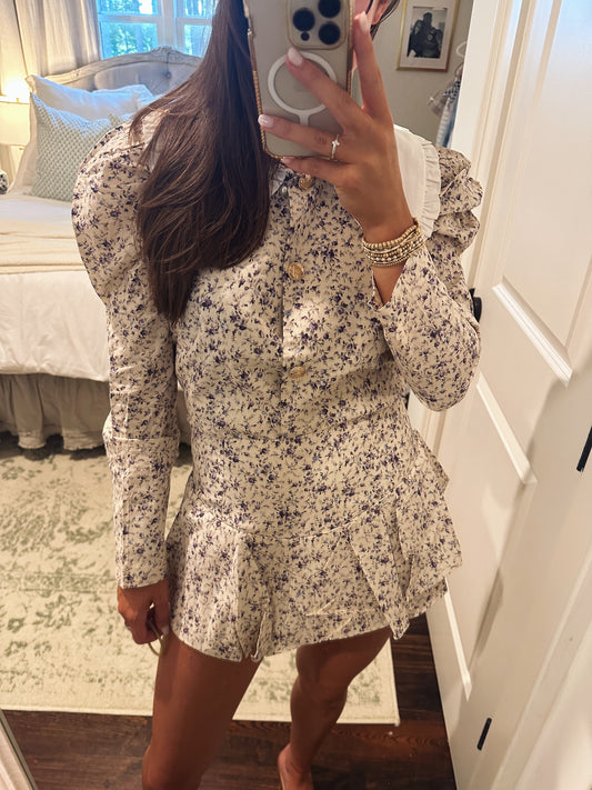 Charlotte Floral Top w Collar