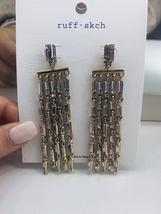 Rhinestone Chain Fringe Dangle Earrings