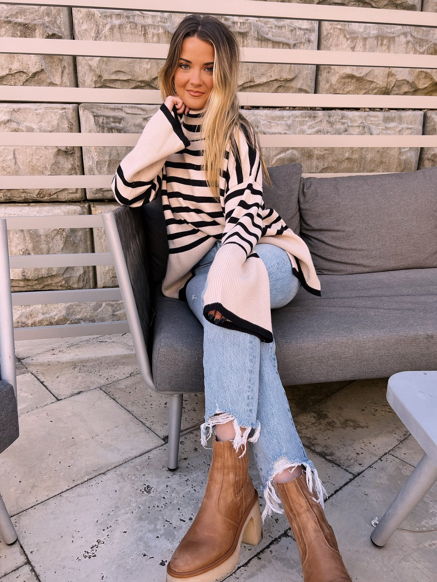 In Style Stripe Sweater - Ivory