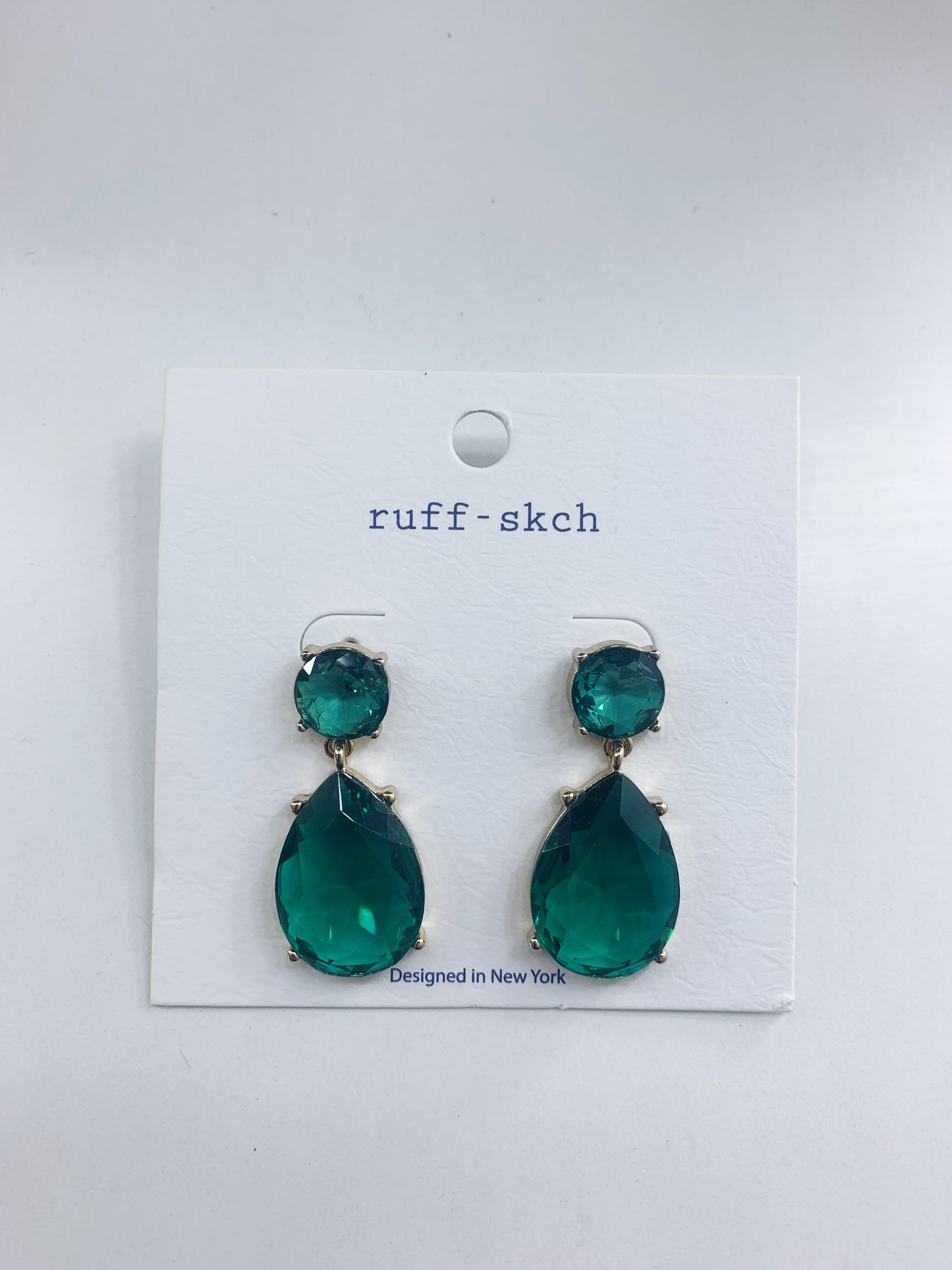 Crystal Teardrop Earrings - Emerald