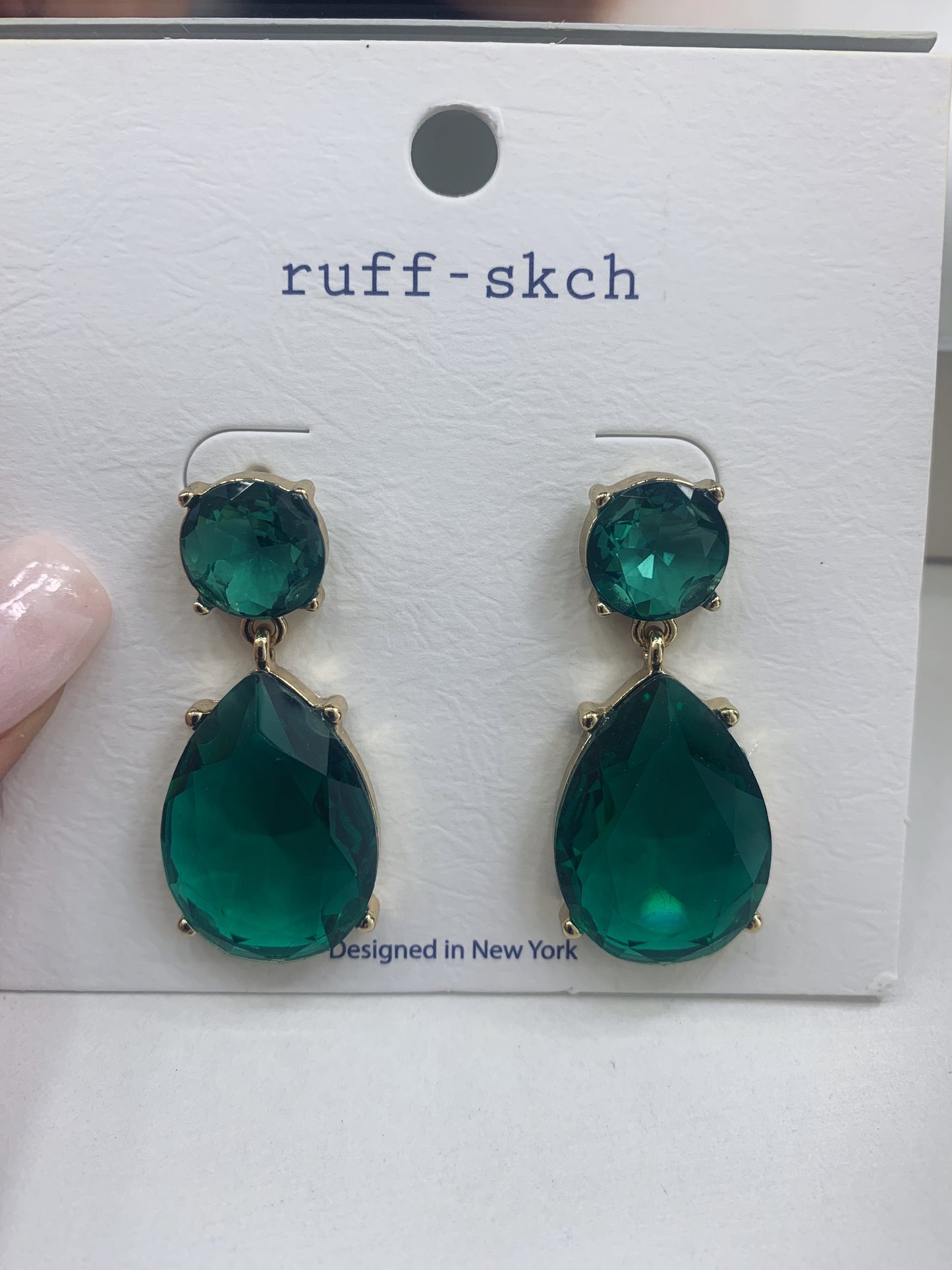 Crystal Teardrop Earrings - Emerald